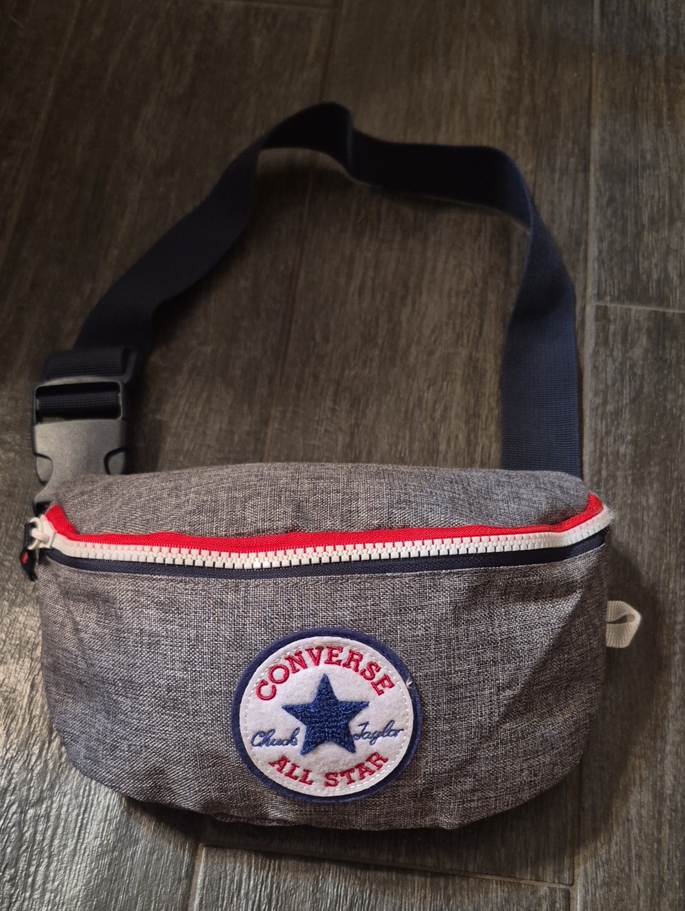 Converse Gray Belt Bag with Navy Strap and Red Trim
